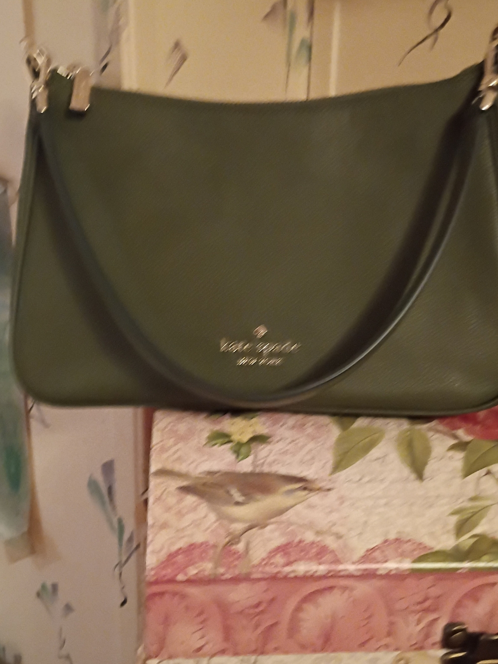 kate spade Olive Green Leather Shoulder Bag with Gold Hardware